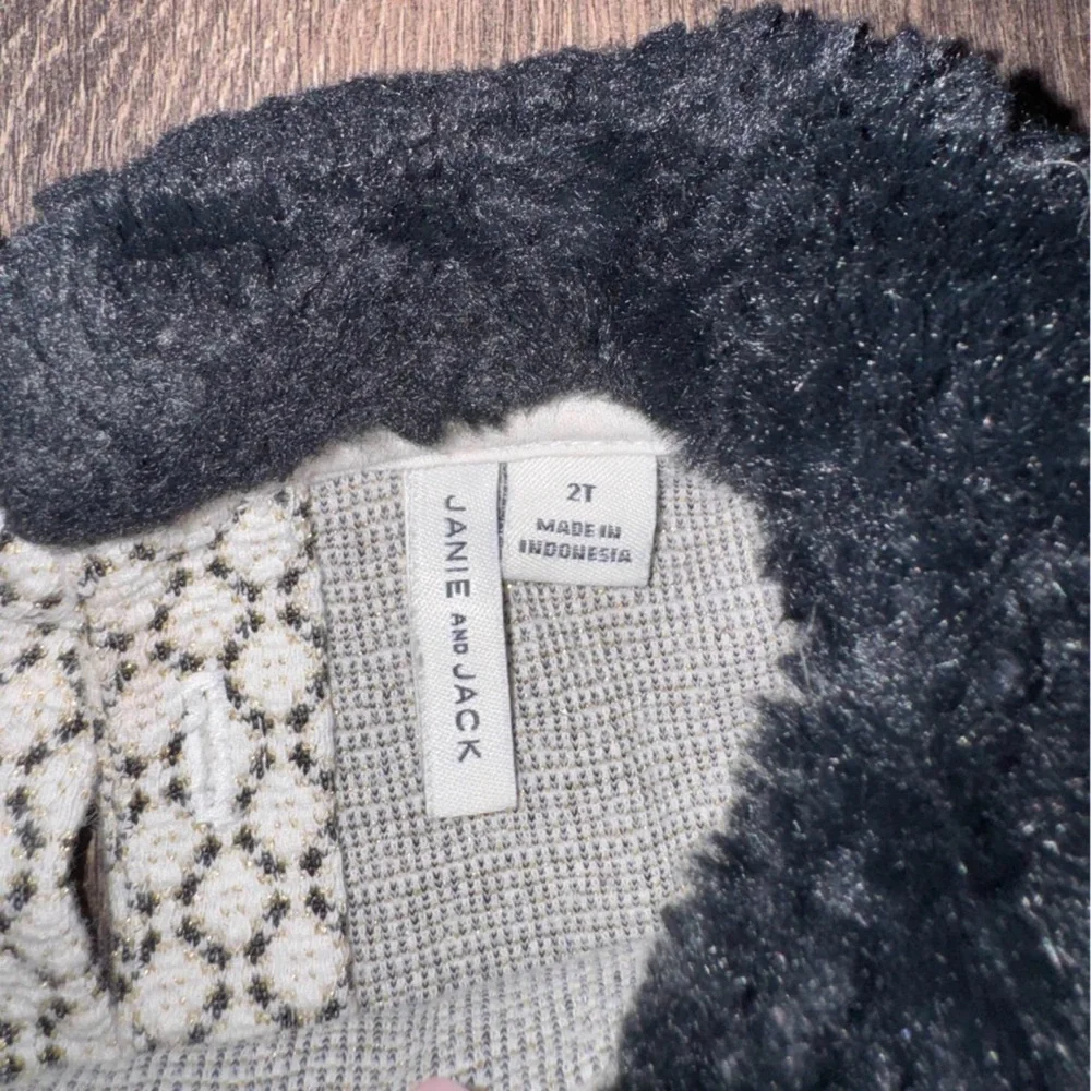 Janie and Jack Gray Faux Fur Collar Dress